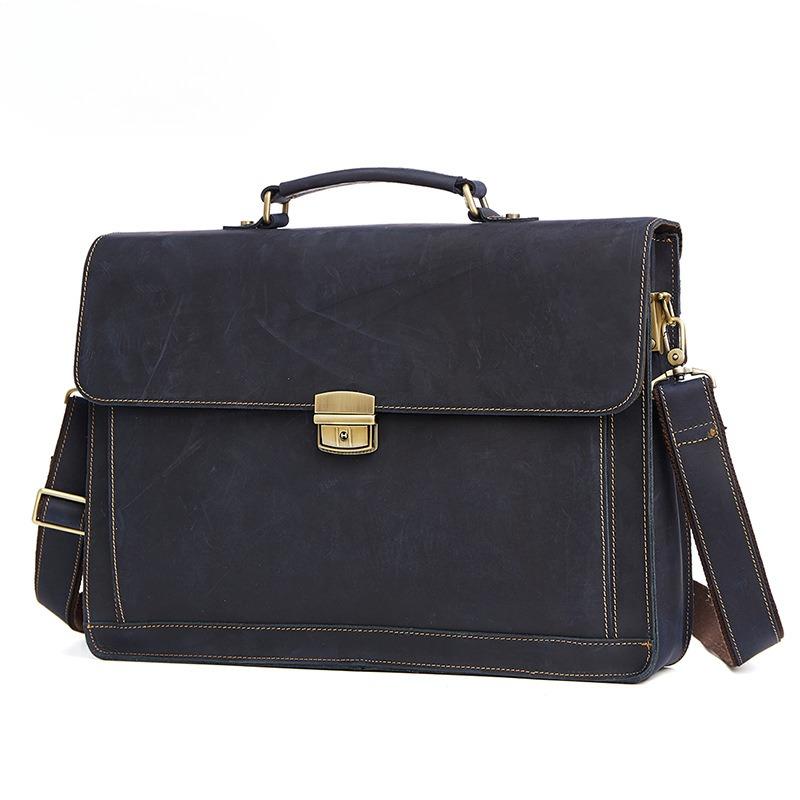 Tote Mad Horse Leather Crossbody Bag Men's Carrying Briefcase Men's Bag Business Vintage Genuine Leather Men's Bag
