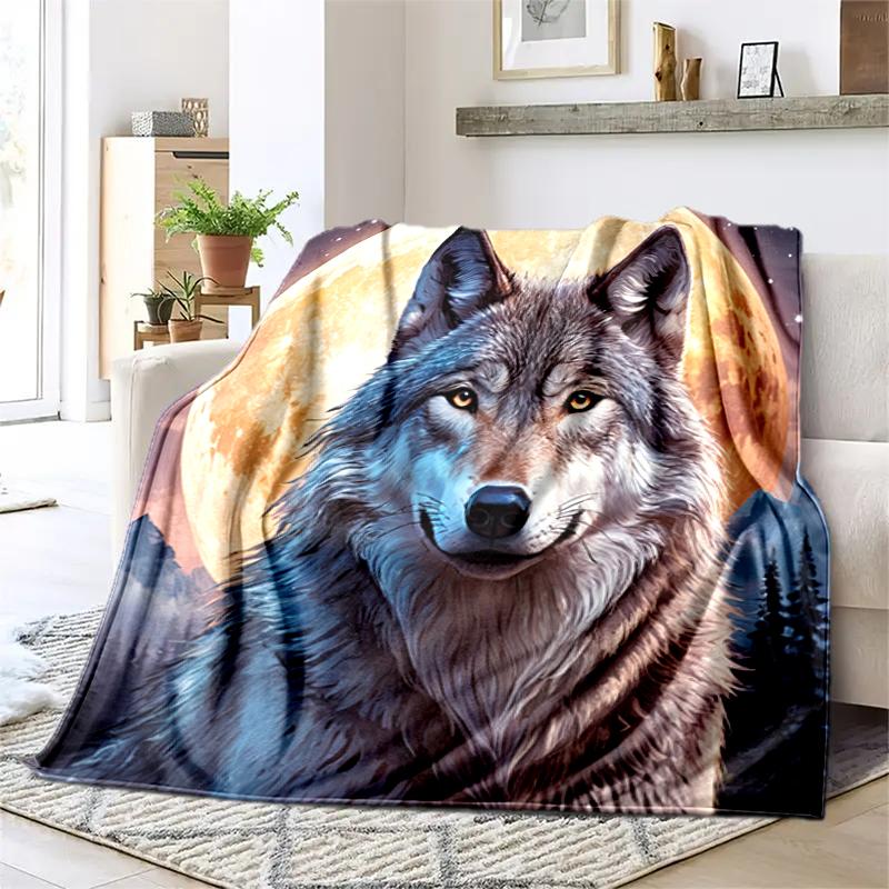 1PC Wolf Elements printed blanket, all season lightweight home office outdoor nap multifunctional blanket A7