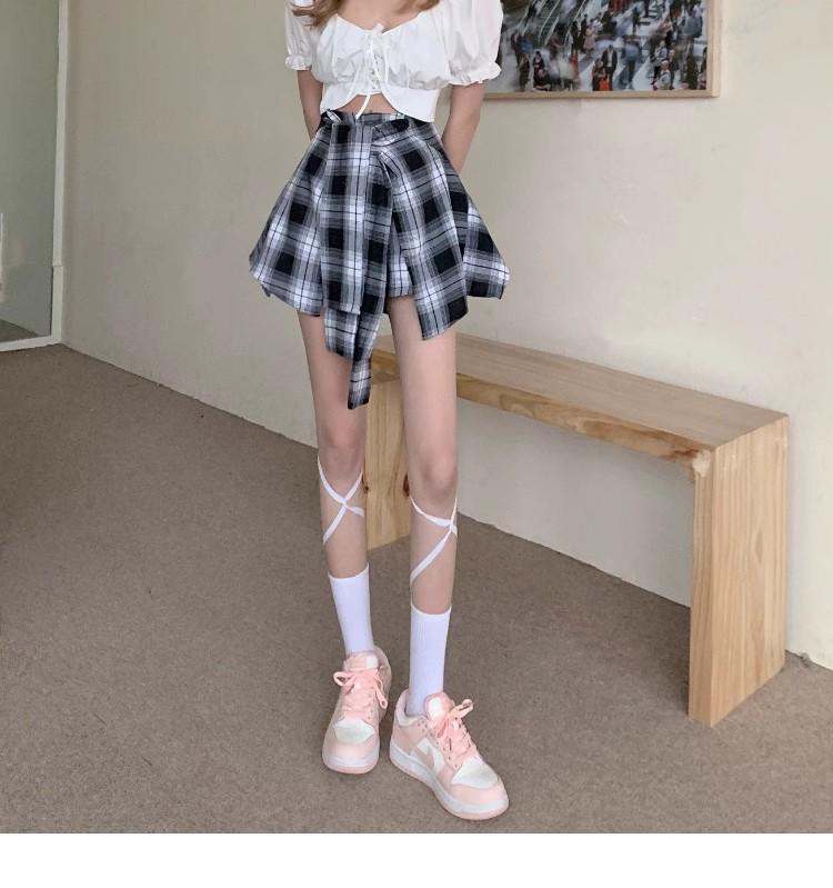 Women's A-Line Plaid Skort with Irregular Design - 2025 Summer Collection