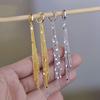Shiny Long Tassel Glitter Drop Earrings for Women Gold Color Fashion Long Chain Metal Dangle Earring Wedding Party Jewelry