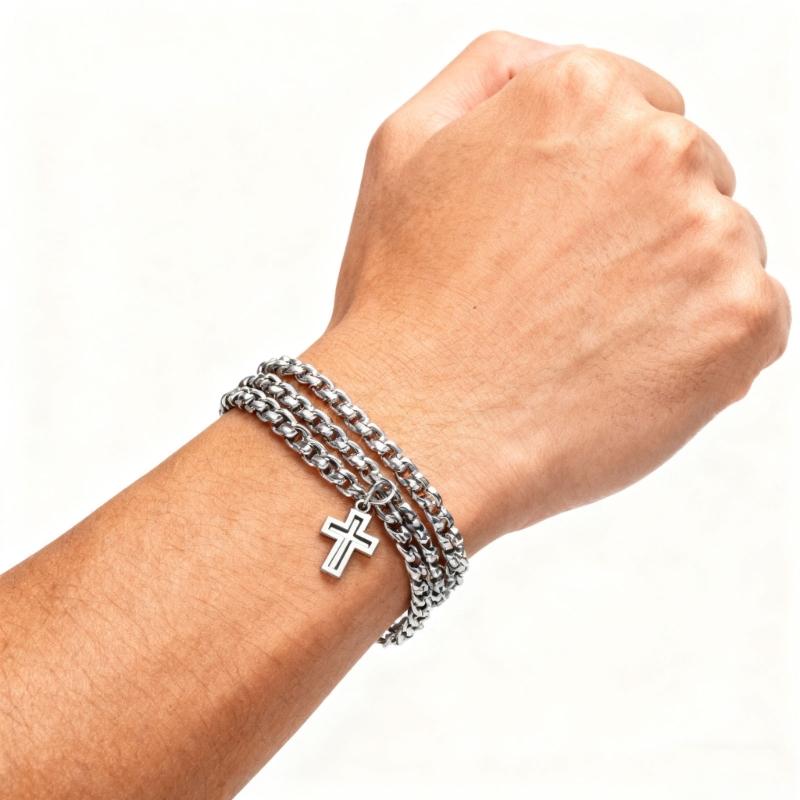 Minimalistisches Stahlkreuz-Armband für Herren Anlaufgeschützter Schmuck Komfortabler Fit Zubehör