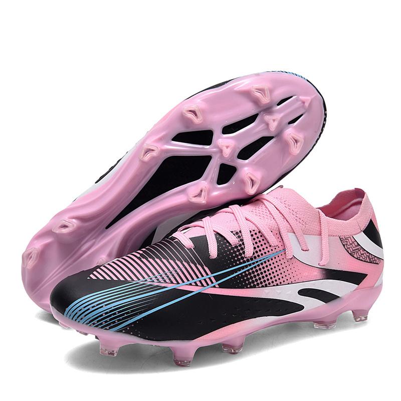 Professional Long Spikes Football Field Cleats Men Women Trend Pink Soccer Shoes Society Man Trainers Futsal Sneakers Size 33-46
