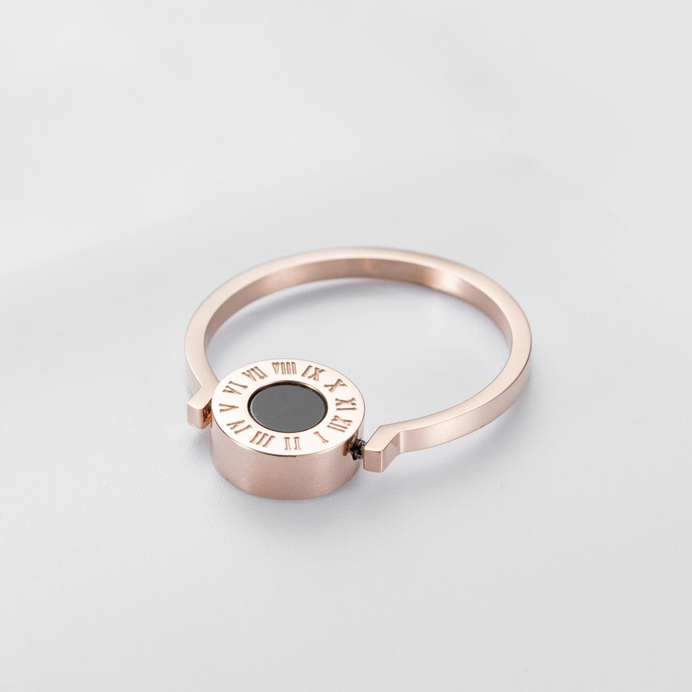 Koreanische Muschel Doppelseitiger Drehbarer Damenring Roségold Römische Ziffern Damenring