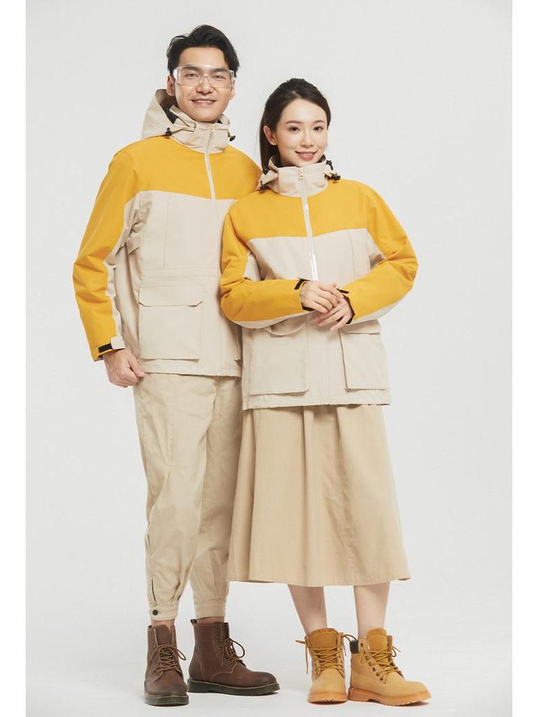 Unisex Waterproof Windproof 3-in-1 Detachable Jacket Set: Fleece-Lined, Thickened, Warm Outdoor Outerwear