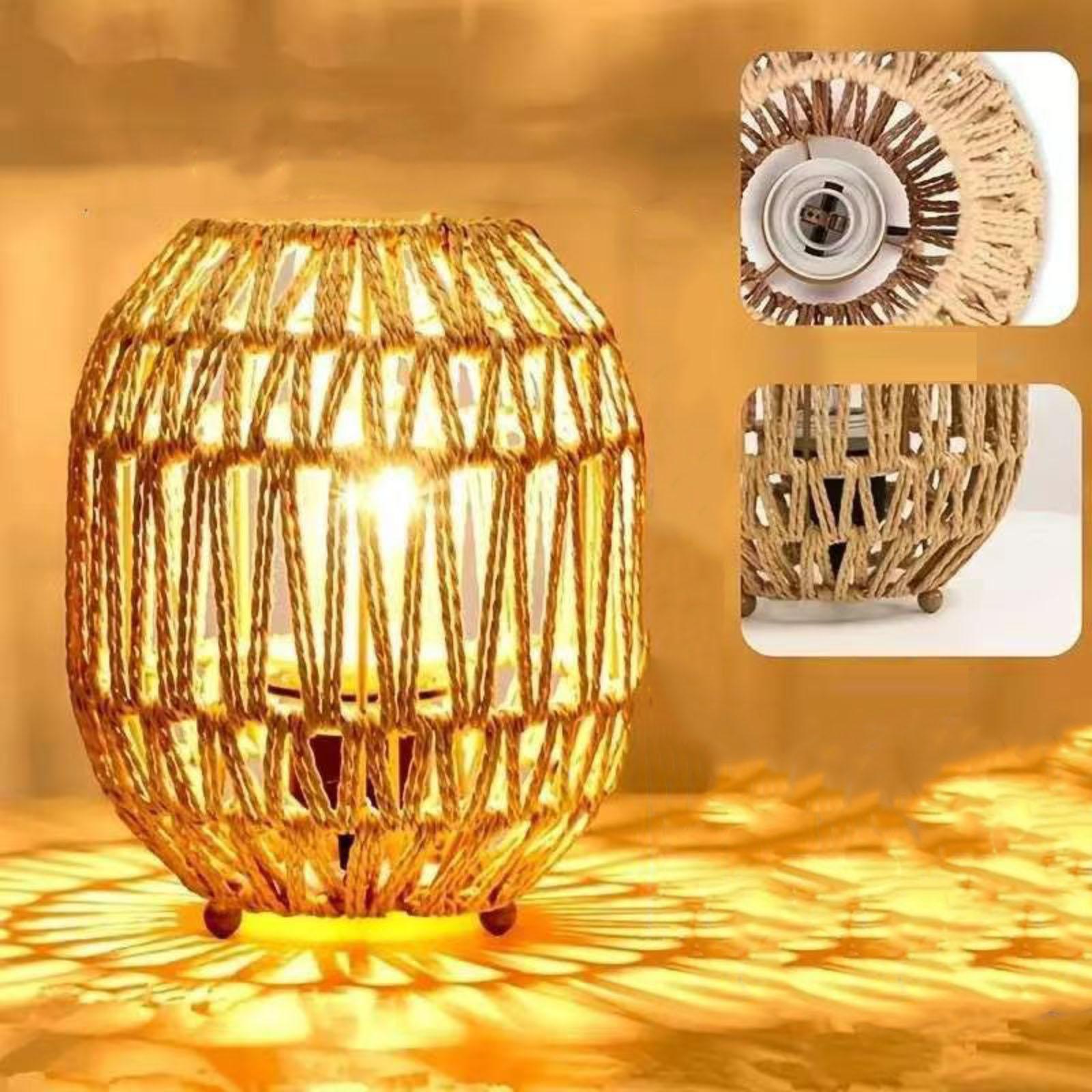 Плетеная прикроватная лампа, Богемная прикроватная лампа для спальни One Size