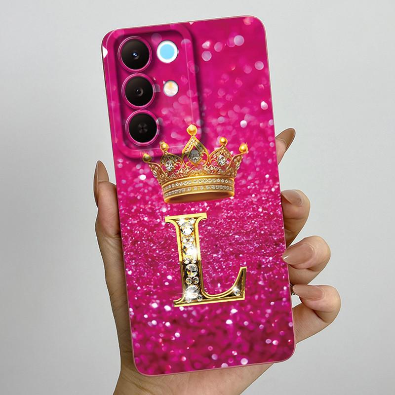 For Realme 15X C85 5G Crown Initial Letter Couple Phone Case Realme15X RMX5250 RMX5253 Soft Silicone TPU Lens Protective Casing