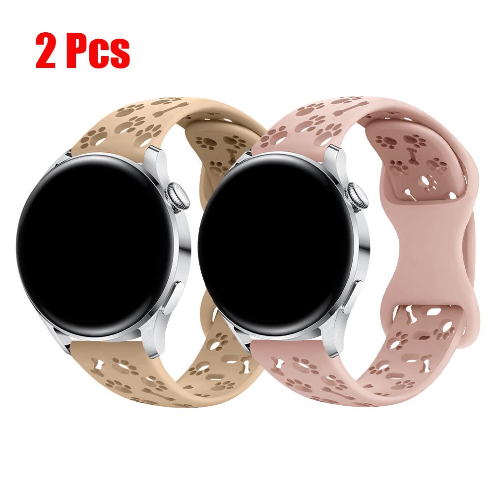 2 Pcs Straps for Samsung Galaxy watch 4/5/6/7 Engraved Dog Paw Bracelet Correa Wristband Belt HUAWEI watch GT 4/5/6/Pro Bands