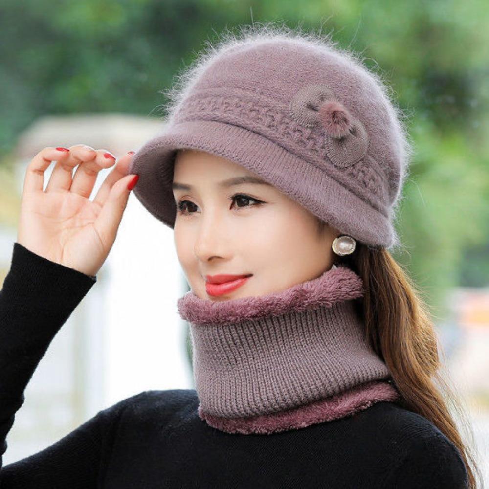 Hüte für Frauen mittleren Alters und ältere Frauen für Herbst und Winter, gestrickte Beckenhüte aus Kaninchenfell, Winterhüte für ältere Mütter, Hüte für alte Damen