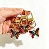 Elegant Copper-Inlaid Crystal Butterfly Keychain - Stylish Women's Bag and Wallet Charm, Perfect Gift for Best Friends.