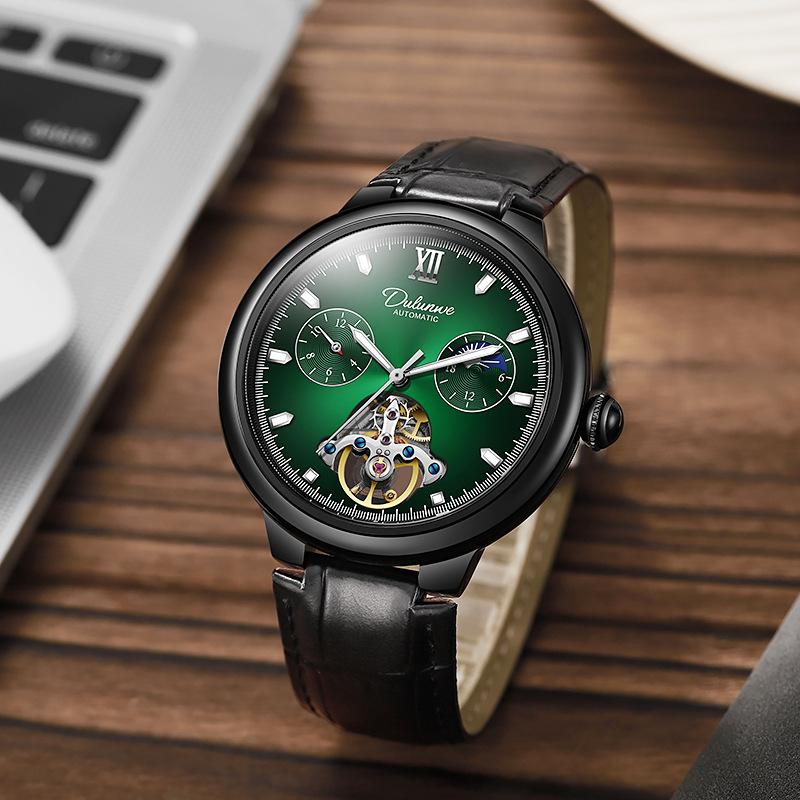 Men Mechanical Wristwatches 3ATM Waterproof Automatic Watch Moon Phase Tourbillon Sports Watch