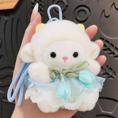 Cute Tulip Lamb  Doll Lamb New Year Sheep Bag Pendant Plush Sheep Keychain  Backpack Pendant