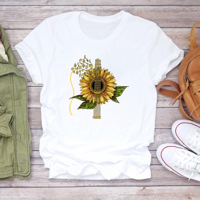 (European Size) 90s Lovely Tee Top Sweet Flower Trend Cute Clothing Short Sleeve Women Print Lady Female Fashion Tshirt Casual Graphic T-shirt