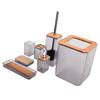 Bamboo Bathroom Accessories Set 7Pcs Soap Box Toothbrush Holder Kit for Home HotelGrey