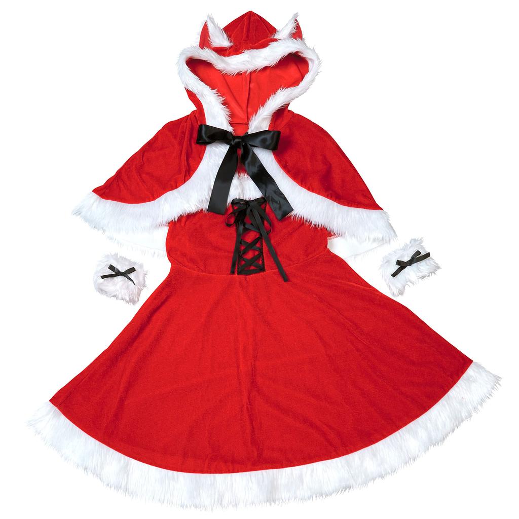 Clearstone Miminoel Christmas Cosplay Costume Cat Cape Santa for Women, M, Red