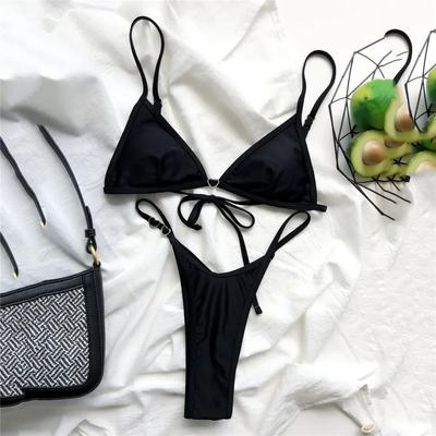 Herzring Dreieck-Tanga Mikro-Bikini-Sets Sexy Badeanzug Damen 2026 Schwarzer String Schnürung Bademode Badeanzug Bikini