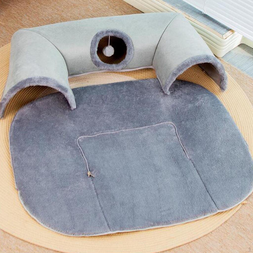 LEFTSTARER 2-in-1 Katzentunnel & Katzenbett – Zusammenklappbar, Mit Abnehmbarer Matte (ca. 124 X 55 X 27 Cm)