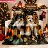 Blanket 1pc Adorable Puppies Among Flowers 2D-printed Flannel Throw Blanket-soft and Cozy Suitable for Use On the Sofa While Trave