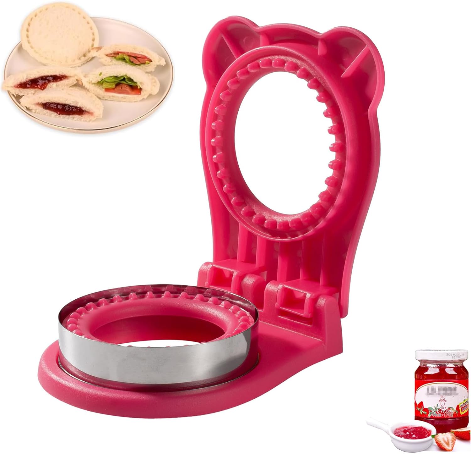 

Сэндвичница Uncrustable, Сэндвичи Карман Круглая форма 3,7 дюйма Резак и запайщик для сэндвичей, Резак для сэндвичей для детских завтраков и ланчбоксов розы красного