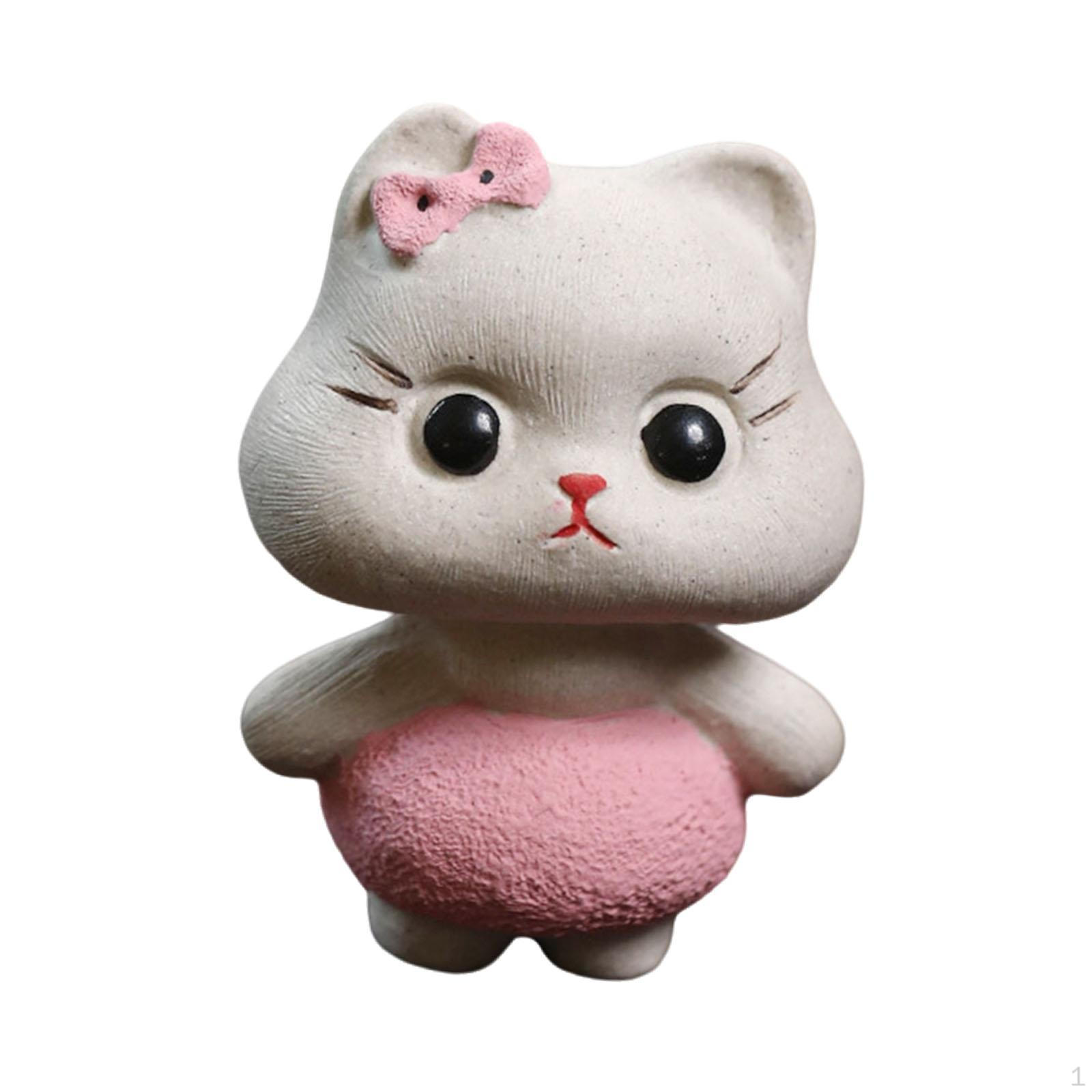 

Tea Pet Cat Statue Crafts Trays Accessories Office Desktop Animal Sculpture Miniature Figurines