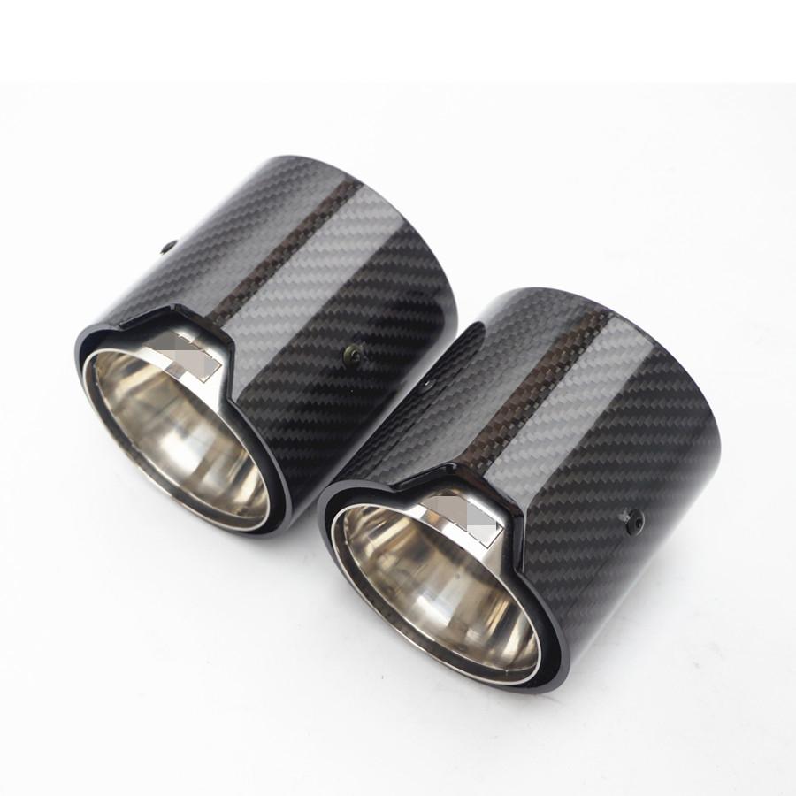 Car Carbon Fiber Exhaust End Tail Tips 71mm In
