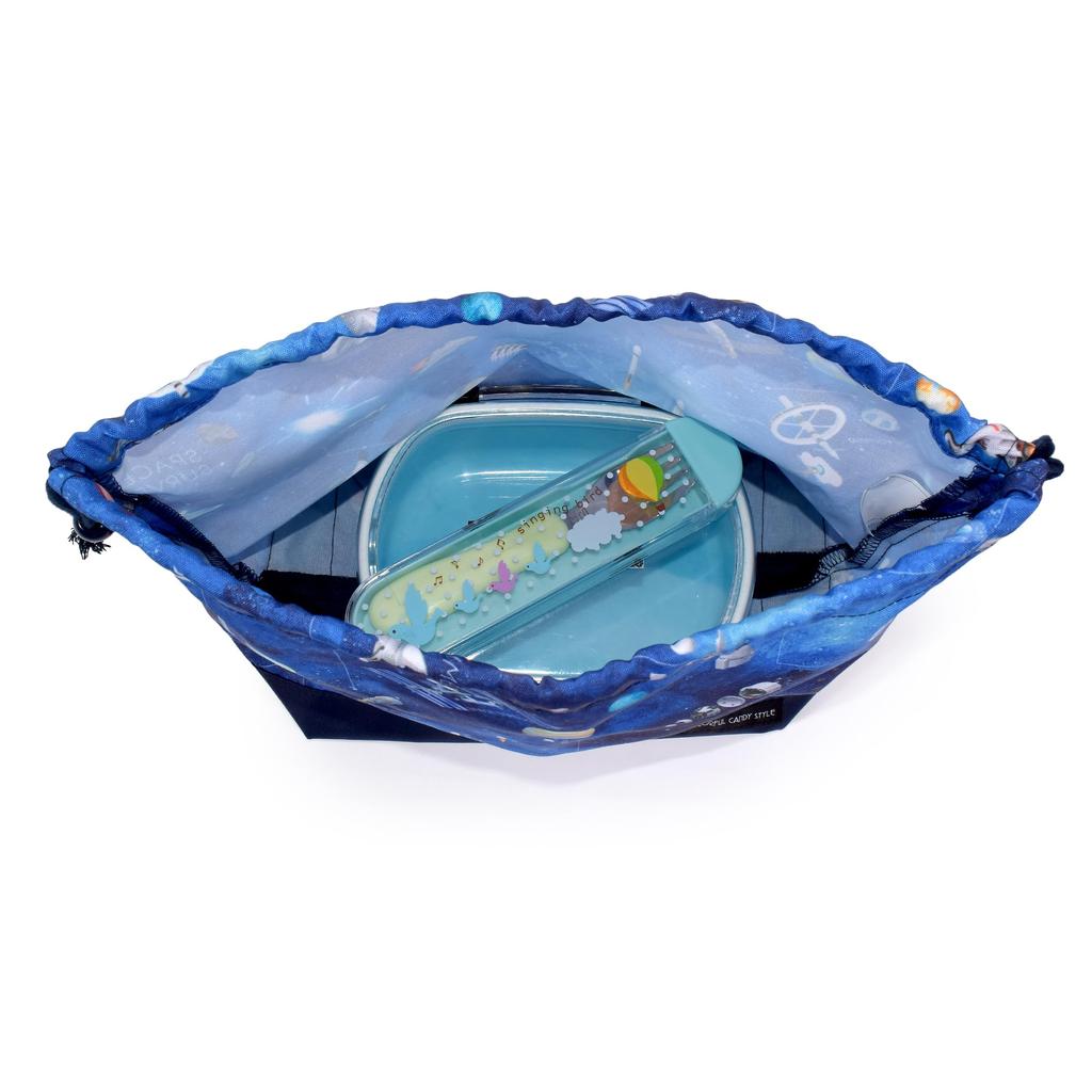 COLORFUL CANDY STYLE Drawstring Lunch Gusseted Name Futuristic Planetary Exploration and Spaceship Set of Cool Drawstring Lunch Lunch Kindergarten