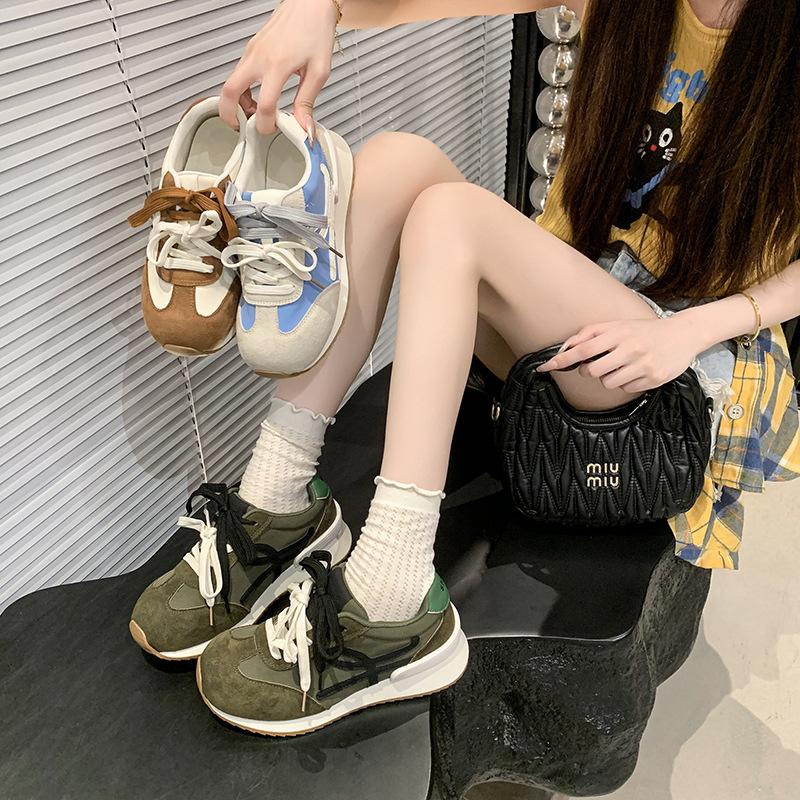 Ugly Cute German Training Shoes Women's 2025 New Student Inner Height Increase Casual Board Shoes Color Matching Sports Retro Forrest Gump