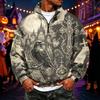 Men's Casual Flannel 1/4 Zip Long Sleeve Sweatshirt with Halloween Print