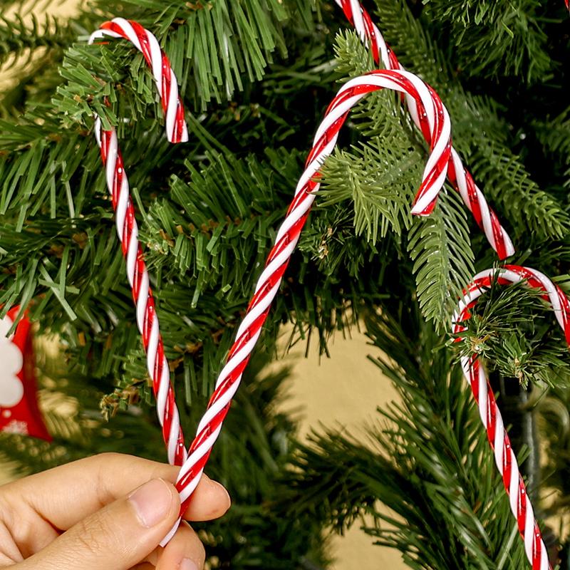 200/10Pcs Christmas Candy Cane Decoration Twisted Plastic Candy Cane Party Christmas Tree Hanging Twisted Crutch Xmas Pendants