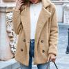 Elegant Faux Fur Cashmere Women Coat Autumn Winter Warm Solid Color Female Plush Overcoat Pocket Casual Teddy Outerwear
