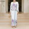 ZANZEA Women Long Sleeve Blouse and Long Skirts Casual Two Piece Suit Sets