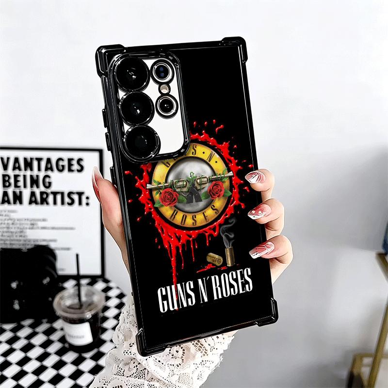 Band G-Guns N R-Roses Plating Phone Case For Samsung Galaxy S24 S25 FE S26 Edge S23 Ultra S22 S21 Plus S20 Anti-Fall Airabag Cov