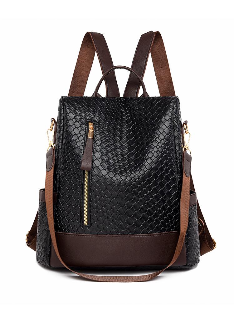 

Women s 2024 Large Capacity Anti-theft PU Vintage Casual Backpack чорний