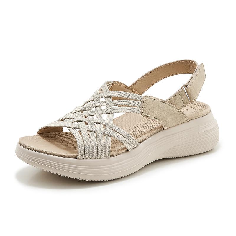 2025 Summer New Md Outsole Casual Lightweight Rubber Thick-Soled Sandals Comfortable Lightweight Velcro Sports Wedge Cloth