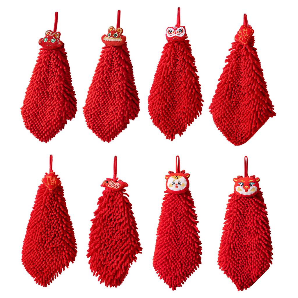 Red Hands Towel Red Wipe Cloth Chenille Cleaning Cloths Absorbent Eco-Friendly Chenille Material Home Bathroom Accessory