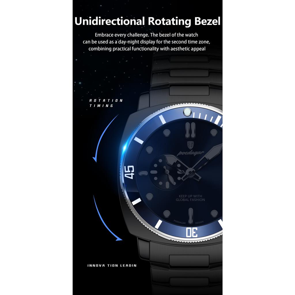 POEDAGAR Top Fashion Luxury Watch For Men Waterproof Luminous Date Men's Watches Stainless Steel Business Quartz Wristwatch