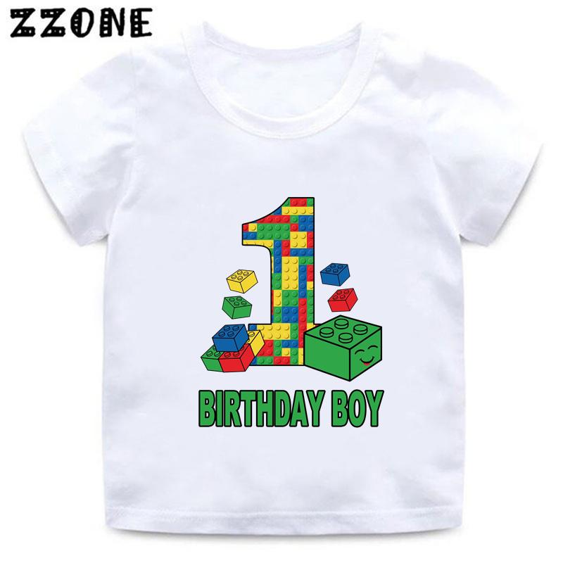 Master Builder Blocks Building Number Bow Print Boys Clothes 1 2 3 4 5 6 7 8 9 Years Birthday Kids T Shirt Baby Girls TShirts