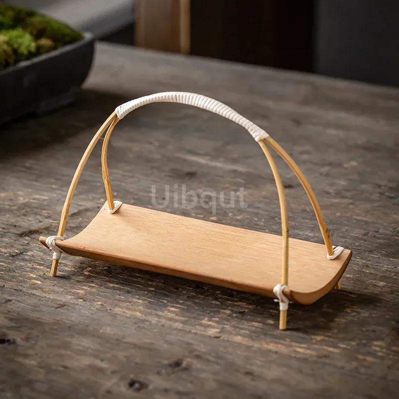 Assiette à collation sushi Bambou et vaisselle en bois Assiette en bois naturel Assiette à collation créative Plateau à thé Plateau à fruits secs Coupe à fruits