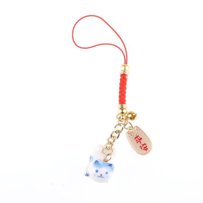 Lucky Cat Pendant Phone Lanyard Creative Lucky Nafu Wealth Ceramic Beaded Phone Chain Mobile Phone Strap Keycord