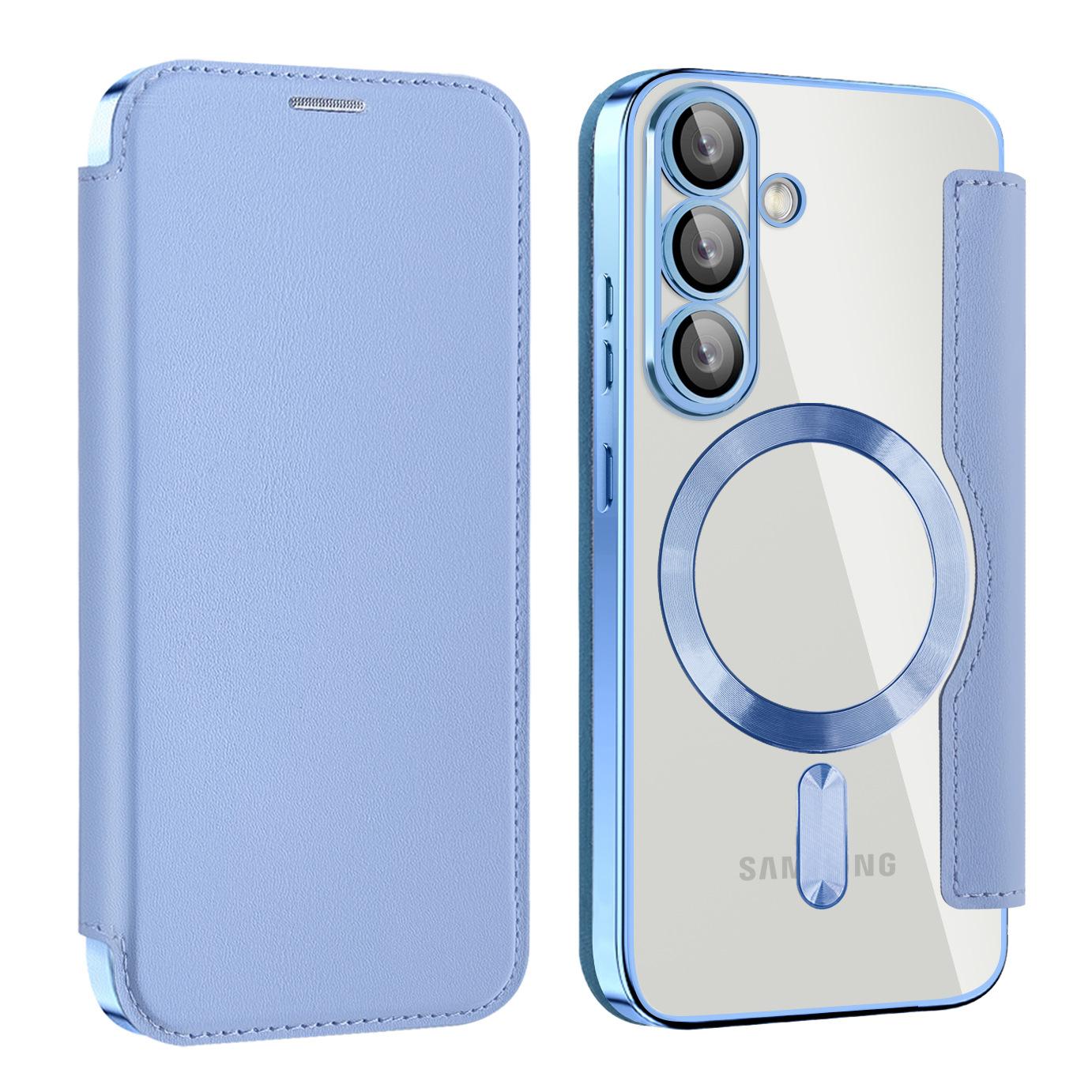 

A16 Samsung S25 Ultra Чехол-книжка из кожи Чехол для мобильного телефона Гальванизированный Магнитная зарядка Подходит для A36 Противоударный защитный чехол Samsung S25ULTRA