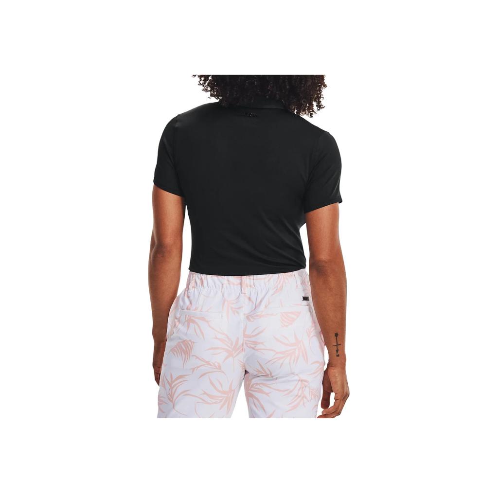 Under Armour Solid Color Slim Fit Short Sleeve Polo Shirt Women Tops Black 1363949-001