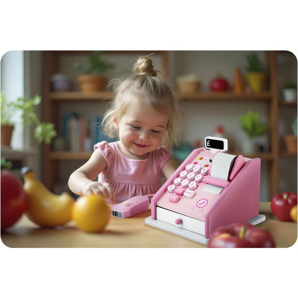 Wooden Cash Register Toy Ricokids