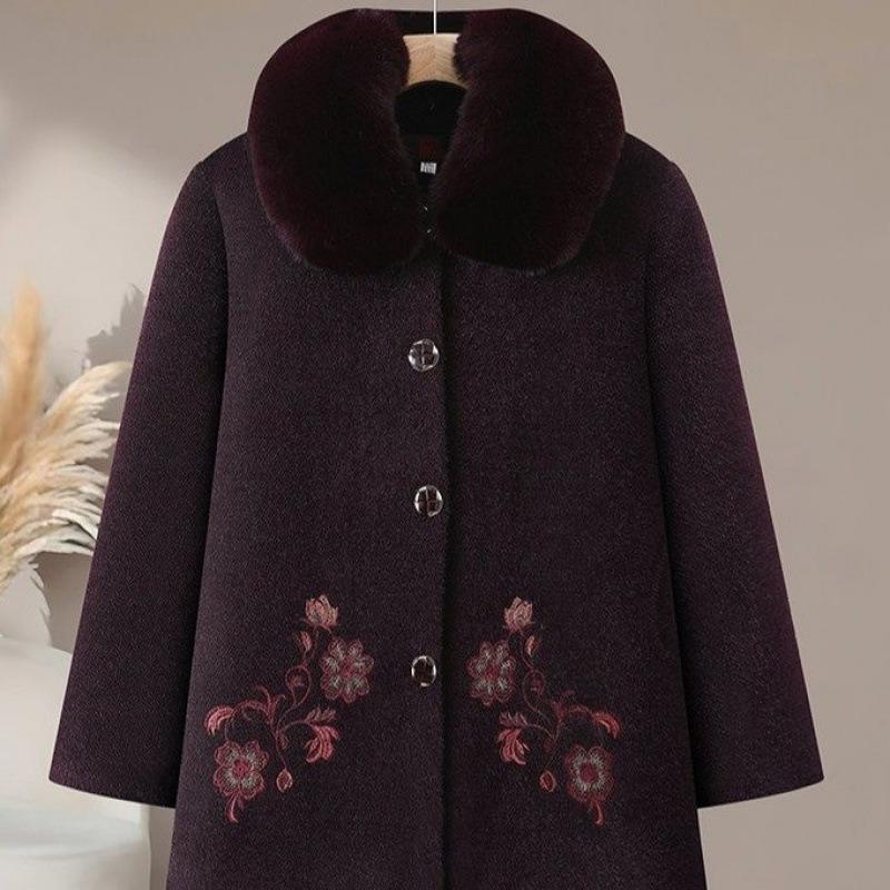 Middle-aged mother autumn and winter woolen coat old lady velvet clothes grandma winter clothes mink coat thickened