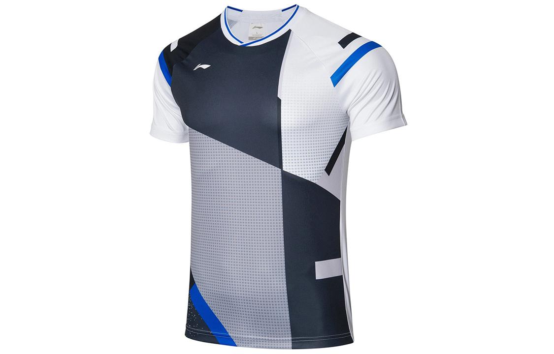 Li Ning T Shirts Men s White V Neck Moderate Straight Fit AAYR011-1 3XL
