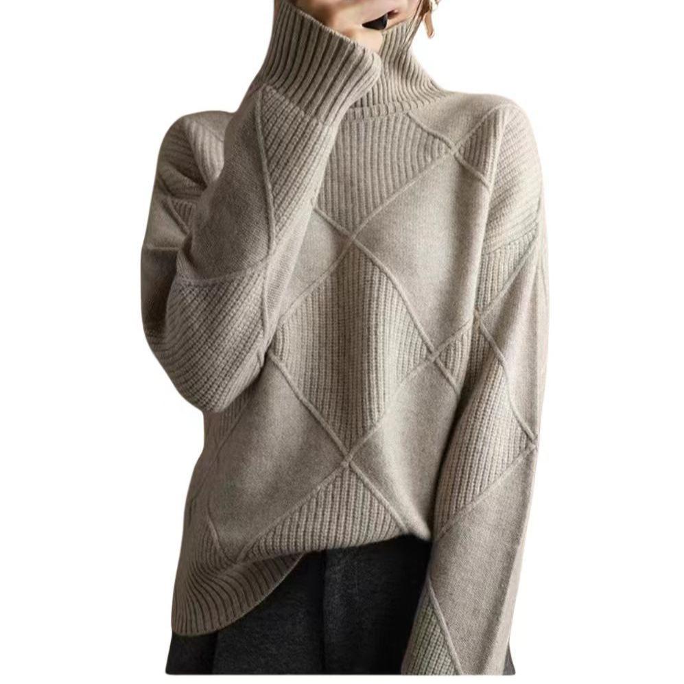 Diamond Grid, Texture, Smooth, Solid Color, Pullover Sweater, Autumn and Winter Thick Design, Multiple Colors To Choose From, Winter Inner Wear