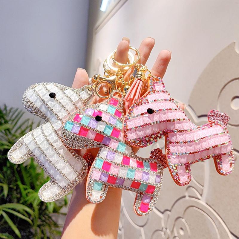 Cute Rhinestone-Studded Pony Keychain Car Keychain Women'S Bag Charm Small Gift