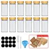 12 Pcs Glass Spice Jars with Bamboo Lids Include with Minimalist Spice Labels Stickers Collapsible Funnel Kitchen Spice Jar Set