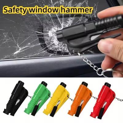 Mobidea 3-in-1 Autosicherheits hammer - Fensterschläger + Gurtschneider Tragbarer Schlüsselanhänger Auto-Notfallwerkzeug Mehrfarbig