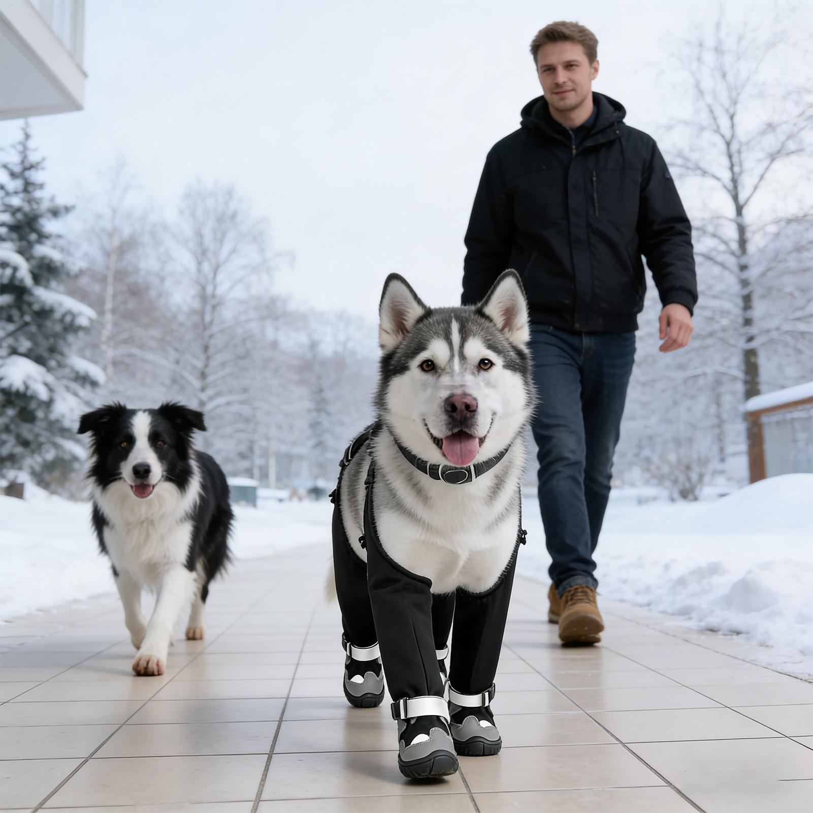 

Dog Suspender Boots Adjustable Dog Snow Gear Shoes Winter Fleece-Lined Tall Boots Non-Slip Suspender Pet Dogs Shoes M