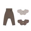 Soft Modal Leggings Bib Brown 12M High-Waist (1 Pair) + (2 Pairs) P-Set (Deep Mocha, Mocha, Stripe) (75cm)