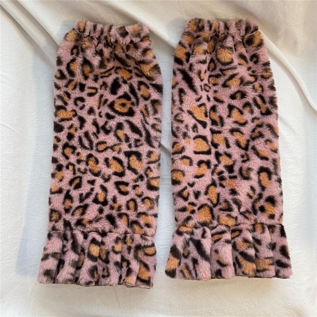 Leopard Print Winter Warm Leg Warmers Fashionable Versatile Personalized Harajuku Plush Leg Warmer Ruffle Baggy Foot Cover Socks